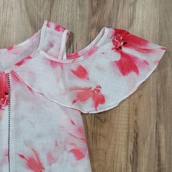 🧚‍♂️Zac & Rachel Cream Floral Cold Shoulder Blouse Small - Picture 4 of 10